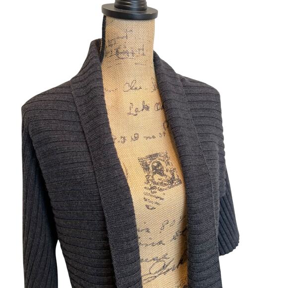 Talbots Open Front Merino Wool Ribbed Cardigan Charcoal Women's SP - Picture 4 of 8